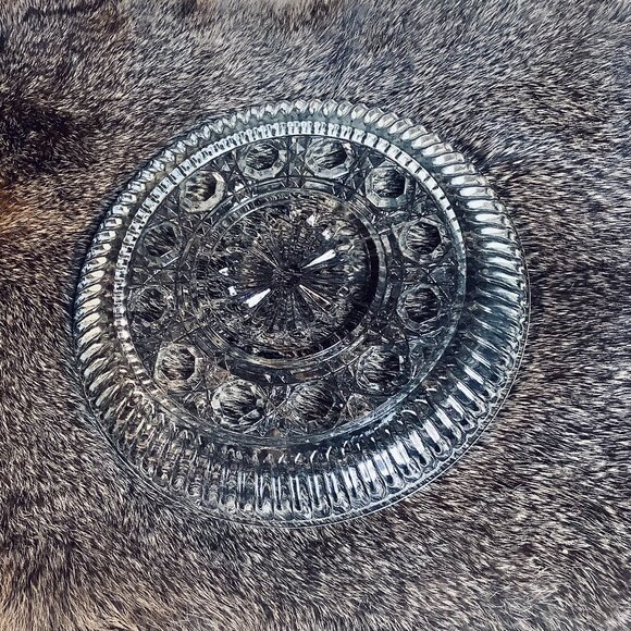 Vintage Federal Glass Windsor Button and Cane Bowl (5.5") + Plate (6.5") Set - Picture 5 of 6